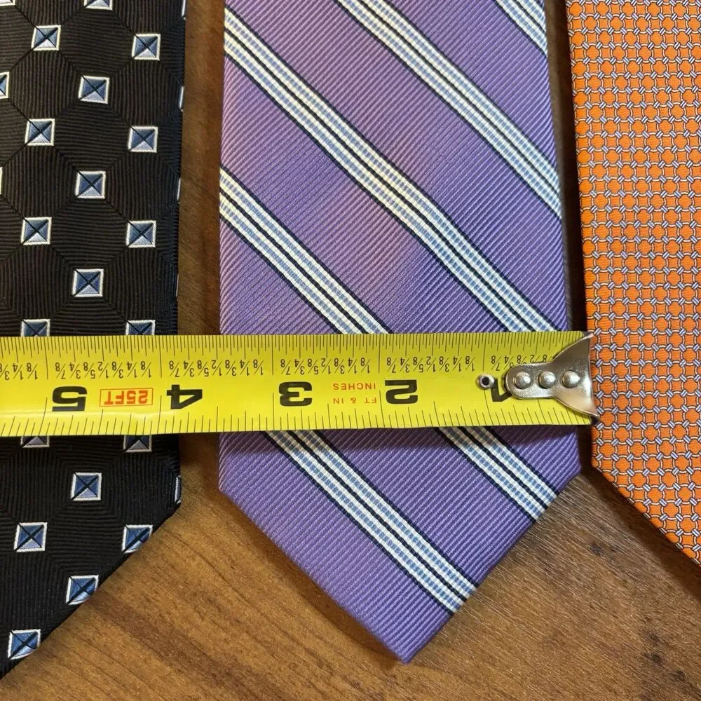 Jos A Bank Executive Collection Silk Necktie Lot 3 Black Geometric Purple Orange